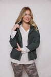 SUZY D - STRETCH COTTON JERSEY MIX HOODY JACKET - OLIVE