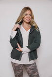 SUZY D - STRETCH COTTON JERSEY MIX HOODY JACKET - OLIVE