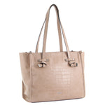 Milleni Vegan Leather Tote Bag - Blush Croc