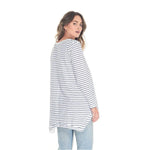 ESTHER L/S TEE - WHITE & INDIGO STRIPE - clearance