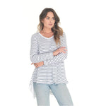 ESTHER L/S TEE - WHITE & INDIGO STRIPE - clearance