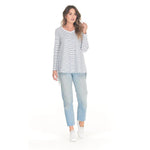 ESTHER L/S TEE - WHITE & INDIGO STRIPE - clearance