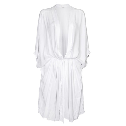 SUZY D CREPE JACKET WITH TIE WAIST - WHITE