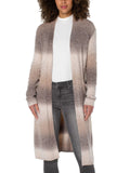 LIVERPOOL LONG LINE OPEN FRONT CARDIGAN - CAFE OMBRE