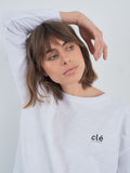 MILLIE L/S LOGO TEE - WHITE- clearance