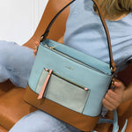 MILLENI VEGAN LEATHER TWO TONE BAG - BLUE