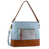 MILLENI VEGAN LEATHER TWO TONE BAG - BLUE