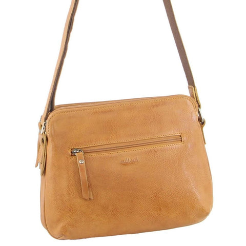 MILLENI CARAMEL  BROWN NAPPA LEATHER HANDBAG