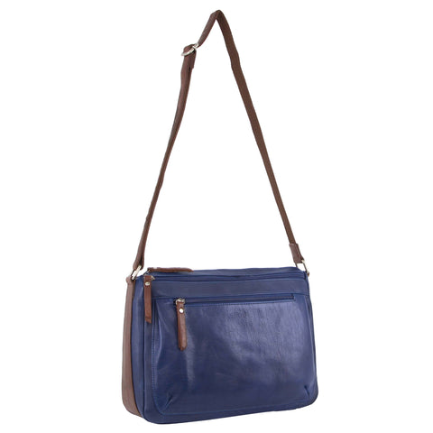 MILLENI INDIGO/CHESTNUT NAPPA LEATHER HANDBAG