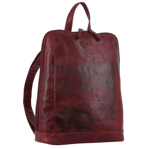 MILLENI NAPPA LEATHER TWIN ZIP BACKACK - CHERRY