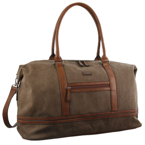 PIERRE CARDIN BROWN CANVAS DUFFEL BAG
