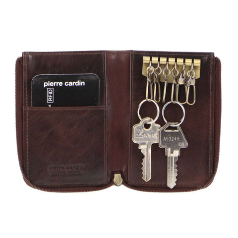 PIERRE CARDIN DARK CHOCOLATE KEY & CARD HOLDER