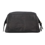 PIERRE CARDIN RUSTIC LEATHER TOILETRY BAG BLACK