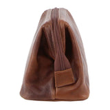 PIERRE CARDIN RUSTIC LEATHER TOILETRY BAG COGNAC