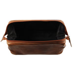 PIERRE CARDIN RUSTIC LEATHER TOILETRY BAG COGNAC