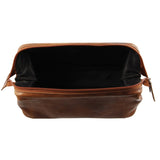 PIERRE CARDIN RUSTIC LEATHER TOILETRY BAG COGNAC