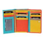 PIERRE CARDIN LADIES LEATHER WALLET - ORANGE/TURQUOISE