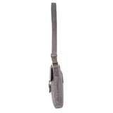 PIERRE CARDIN WOVEN LEATHER CROSS BODY BAG WITH FLAP - STEEL GREY