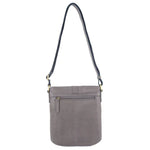 PIERRE CARDIN WOVEN LEATHER CROSS BODY BAG WITH FLAP - STEEL GREY