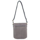 PIERRE CARDIN WOVEN LEATHER CROSS BODY BAG WITH FLAP - STEEL GREY