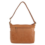 PIERRE CARDIN LEATHER CROSS BODY BAG WITH WOVEN FRONT POCKET - TAN