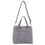 PIERRE CARDIN HERRINGBONE EMBOSSED LEATHER TOTE - STEEL GREY