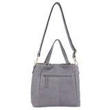 PIERRE CARDIN HERRINGBONE EMBOSSED LEATHER TOTE - STEEL GREY