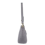 PIERRE CARDIN HERRINGBONE EMBOSSED LEATHER TOTE - STEEL GREY