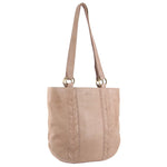 PIERRE CARDIN HERRINGBONE EMBOSSED LEATHER SHOULDER BAG - DUSTY PINK