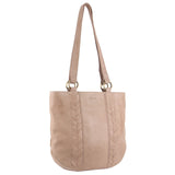 PIERRE CARDIN HERRINGBONE EMBOSSED LEATHER SHOULDER BAG - DUSTY PINK