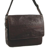 PIERRE CARDIN RUSTIC LEATHER SATCHEL - BROWN