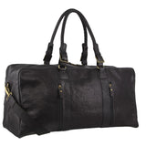 PIERRE CARDIN BLACK LEATHER DUFFEL BAG