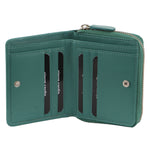 PIERRE CARDIN HERRINGBONE EMBOSSED LEATHER BIFOLD LADIES WALLET - GREEN