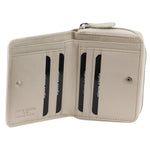 PIERRE CARDIN HERRINGBONE EMBOSSED LEATHER BIFOLD LADIES WALLET - OYSTER