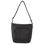 PIERRE CARDIN HERRINGBONE LEATHER LARGE CROSSBODY BAG - BLACK