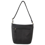 PIERRE CARDIN HERRINGBONE LEATHER LARGE CROSSBODY BAG - BLACK