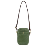 PIERRE CARDIN TWO TONE URBAN LOOK LEATHER CROSSBODY BAG - GREEN