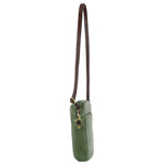 PIERRE CARDIN TWO TONE URBAN LOOK LEATHER CROSSBODY BAG - GREEN