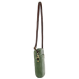 PIERRE CARDIN TWO TONE URBAN LOOK LEATHER CROSSBODY BAG - GREEN