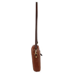 TWO TONE LEATHER CROSSBODY BAG - DARK TAN