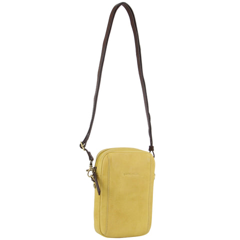 TWO TONE LEATHER CROSSBODY BAG - YELLOW