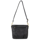 PIERRE CARDIN EMBOSSED LEATHER CROSSBODY BAG - BLACK