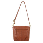 PIERRE CARDIN EMBOSSED LEATHER CROSSBODY BAG - DARK TAN