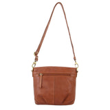 PIERRE CARDIN EMBOSSED LEATHER CROSSBODY BAG - DARK TAN