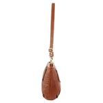 PIERRE CARDIN EMBOSSED LEATHER CROSSBODY BAG - DARK TAN