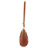 PIERRE CARDIN EMBOSSED LEATHER CROSSBODY BAG - DARK TAN