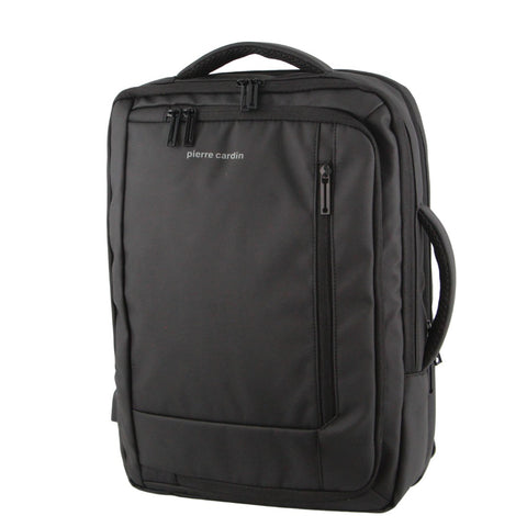 PIERRE CARDIN BUSINESS BACKPACK/BRIEFCASE WITH USB PORT - BLACK