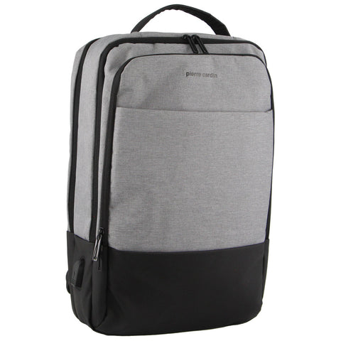 PIERRE CARDIN BUSINESS & TRAVEL BACKPACK WITH USB PORT - GREY