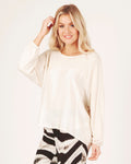 SATIN FRONT TOP WITH JERSEY BACK - CREAM-online clearance