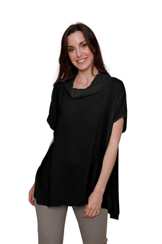 COWL NECK OVERSIZE TOP - BLACK-online clearance